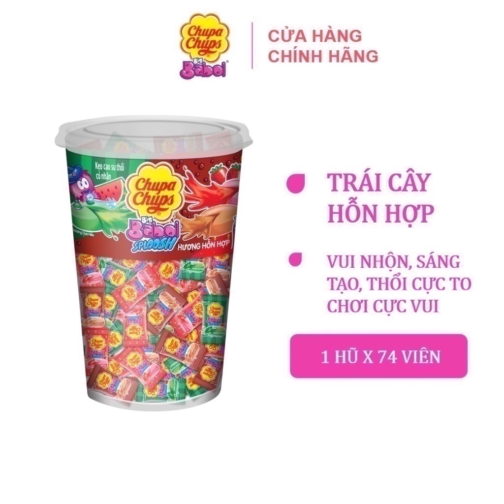 Kẹo Cao Su thổi có nhân Big Babol Sploosh Hũ 74 viên Shopee Việt Nam