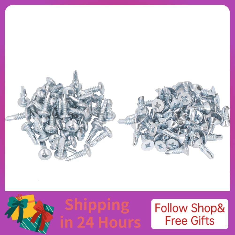 Iuxishop 50 Pcs Self Drilling Screw 4 8x16mm Carbon Steel Galvanized