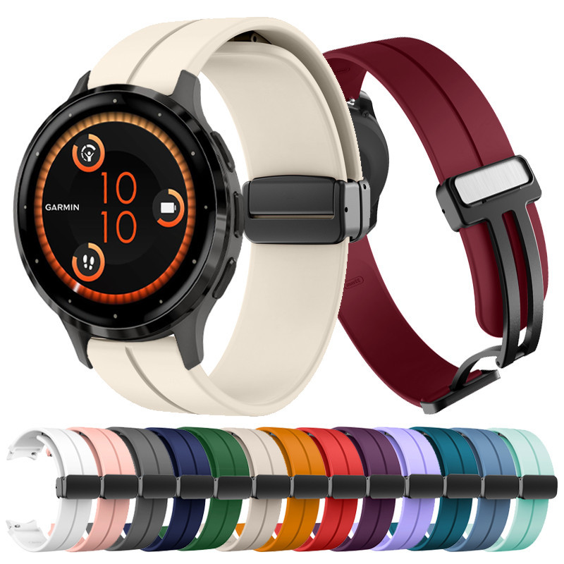 Dây đeo silicon thể thao 18mm Dây đeo từ tính cho Garmin Venu 3s 2s