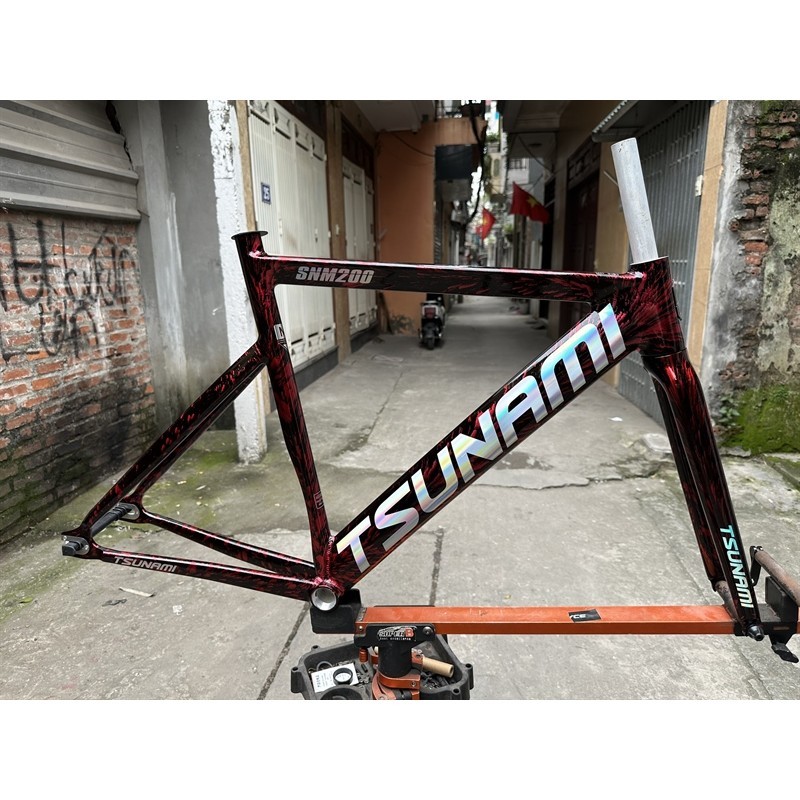 Khung xe đạp Tsunami SNM200 Fixed Gear kèm càng chén cổ Shopee Việt Nam