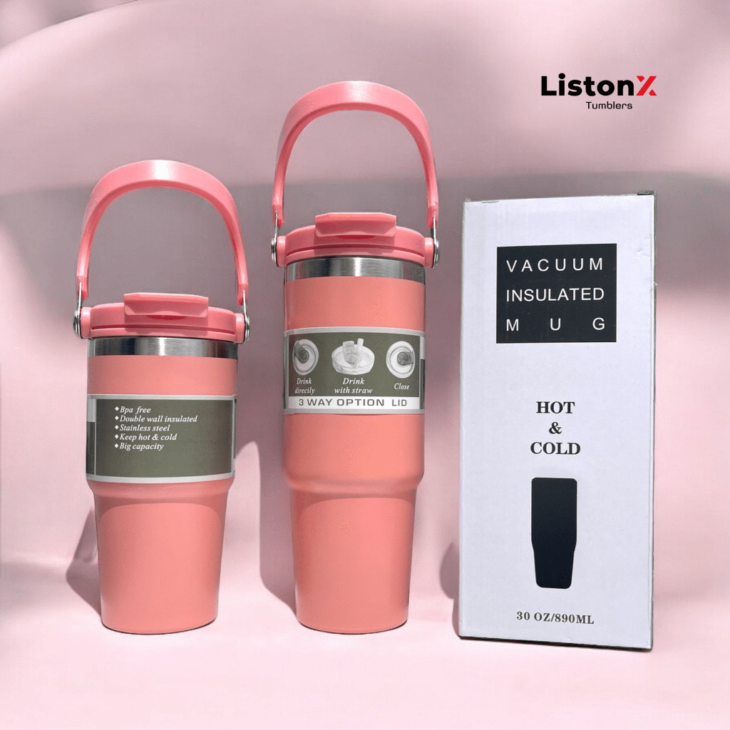 Listonx Vacuum Insulated Tumbler With Handle Hot And Cold Thermo Flask Stainless Steel