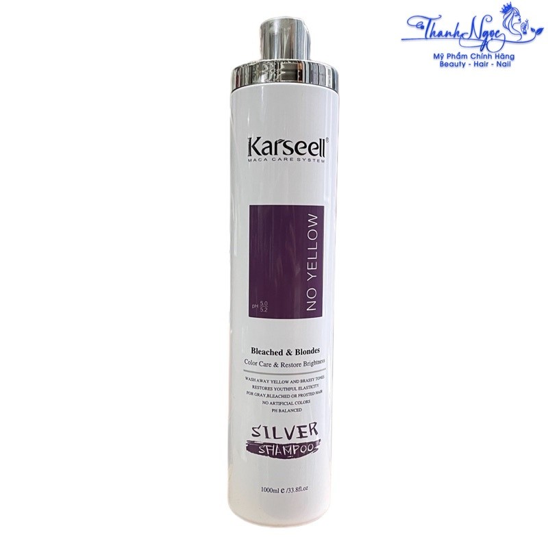 Dầu gội tím khử vàng Karseell SILVER No Yellow Shampoo 1000ml Giữ màu