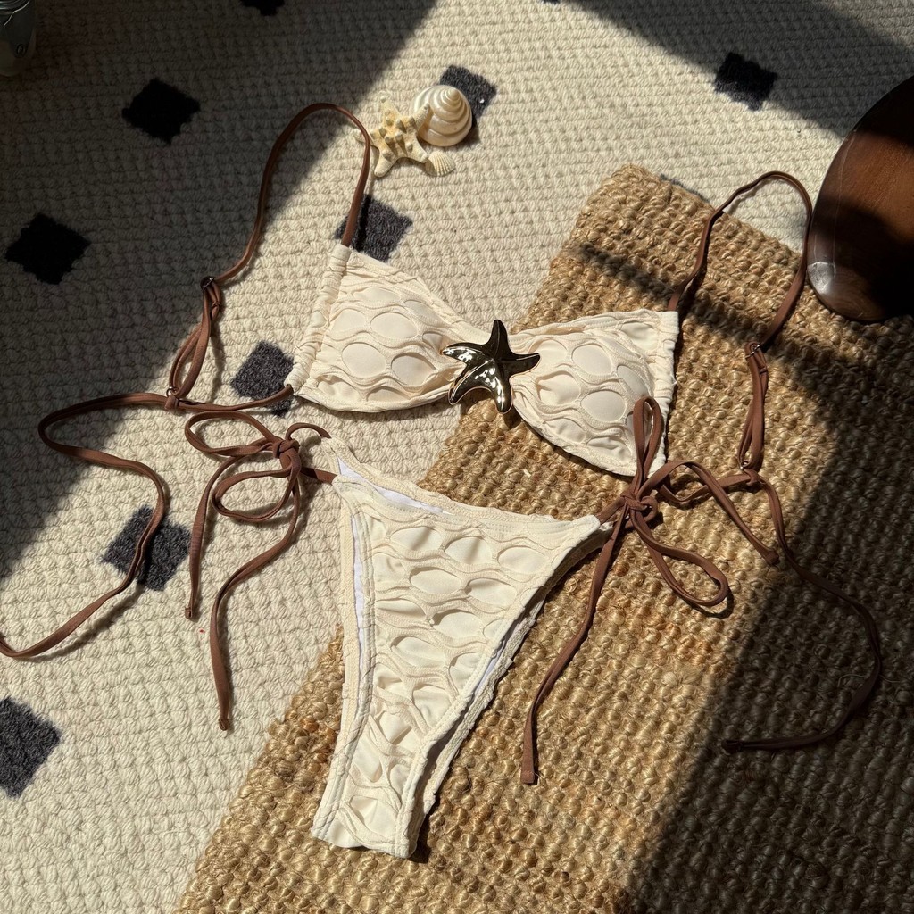 2025 Bikini hai mảnh sexy không lưng lưới ghép dây rút Shopee Việt Nam