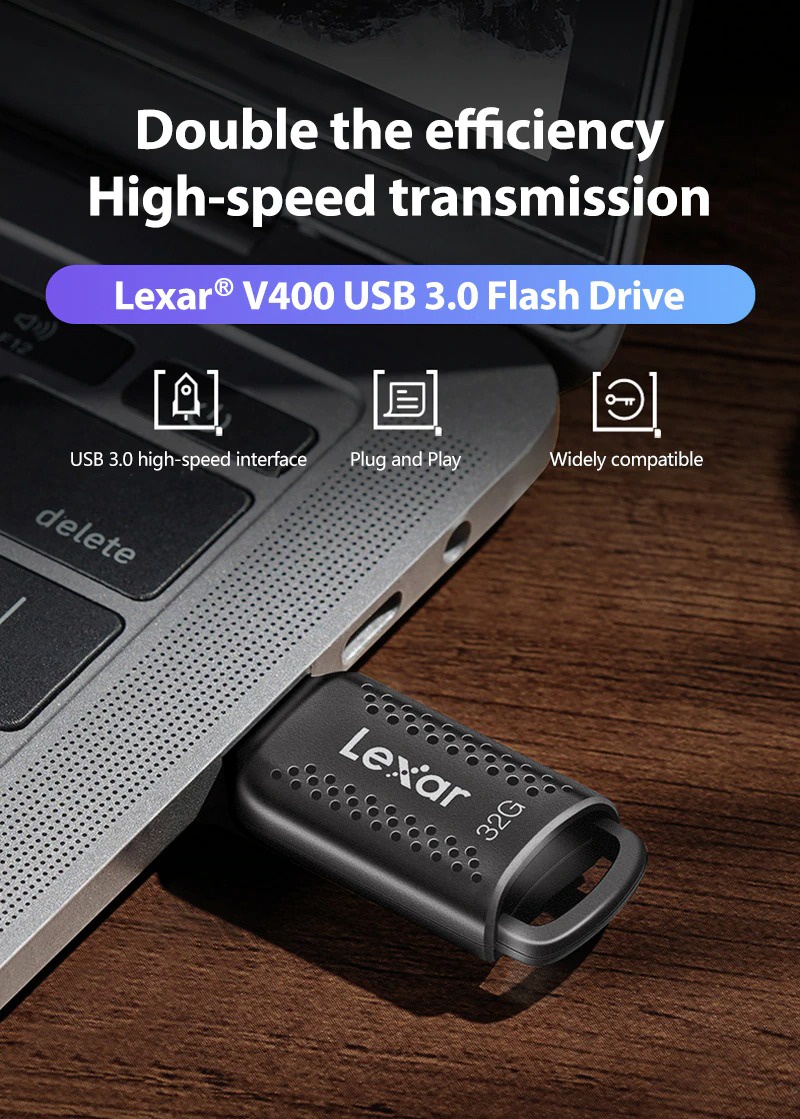 USB Lexar JumpDrive V400 32GB 64GB Chuẩn USB 3 0 Tốc độ đọc 100Mb s