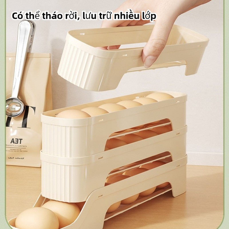 Khay trứng hộp đựng để trứng 2 tầng 4 tầng tự lăn nhiều quả nhỏ gọn