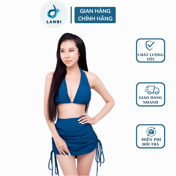 Đồ Bơi Bikini Lanbishop Hai Mảnh Áo Buộc Dây Quần Rút Hai Bên Hông Phối