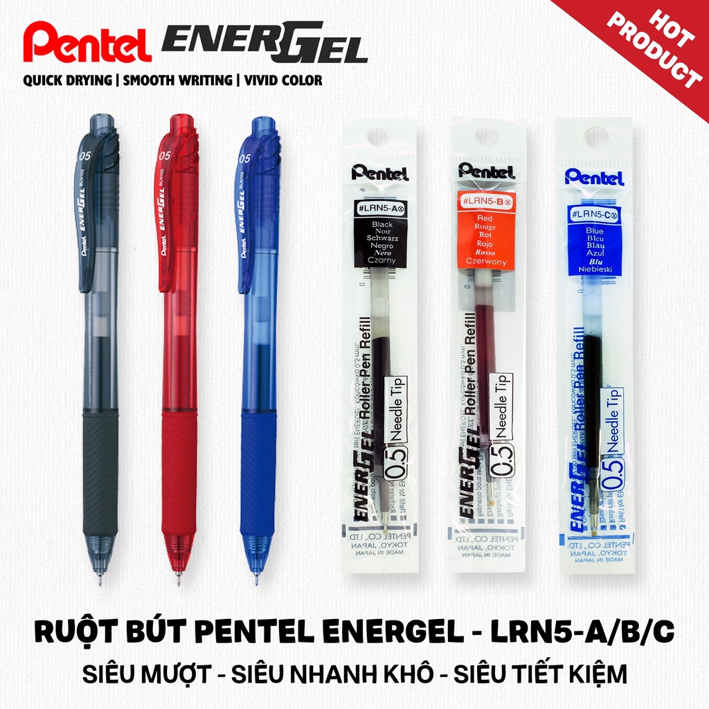 Ruột Bút Pentel Energel 0 5mm LRN5 thay được tất cả dòng bút gel Pentel