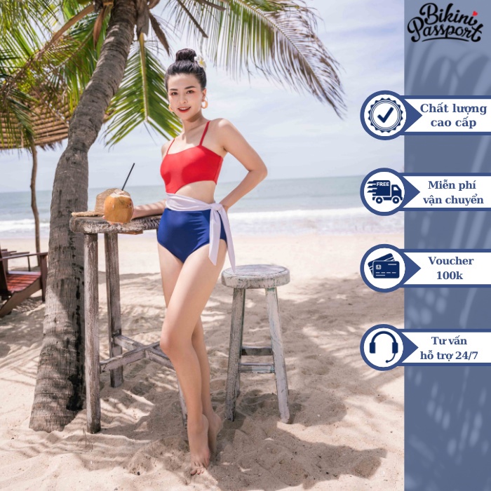 Bộ đồ bơi NỮ BIKINI PASSPORT kiểu Một mảnh áo dây phối dây cách điệu