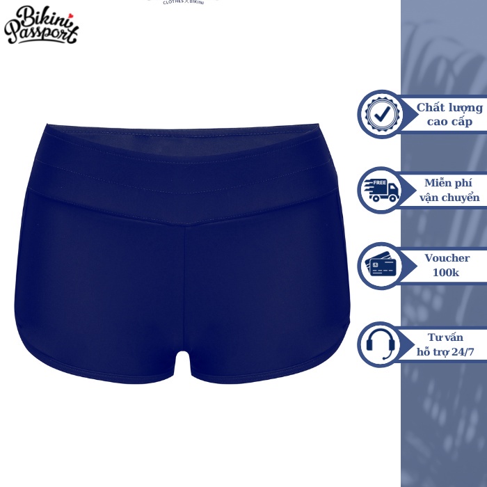 Quần bơi Nữ BIKINI PASSPORT kiểu Quần kín đùi màu Xanh Navy BS236