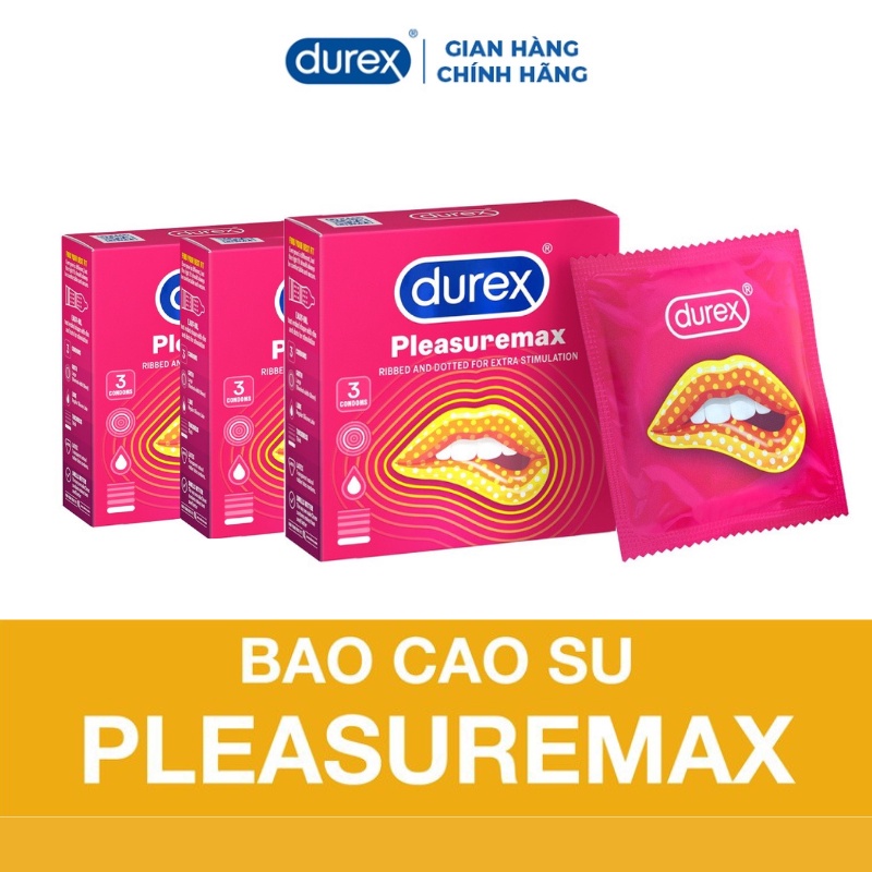 Combo 3 hộp bao cao su Durex Pleasuremax gân gai hộp 3 chiếc Shopee