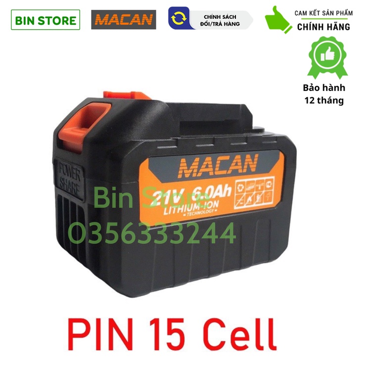 Pin 15 Cell 21V MACAN dung lượng cao chân pin phổ thông Cực Trâu