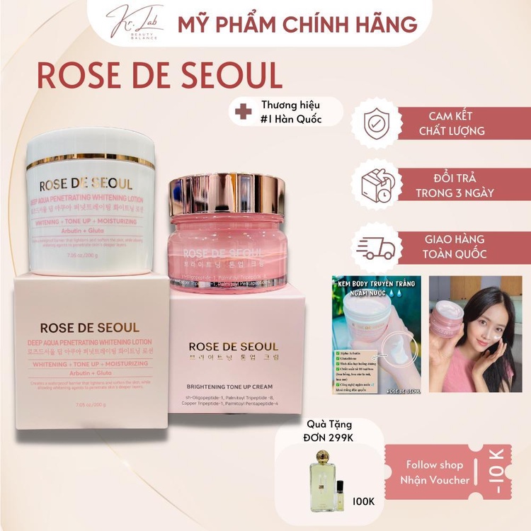 Combo Kem body và kem ngày dưỡng trắng Rose De Seoul CHUẨN AUTHENTIC