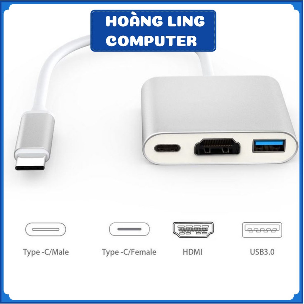 Cáp chuyển đổi từ Type c sang HDMI VGA kết nối tivi máy chiếu USB 3