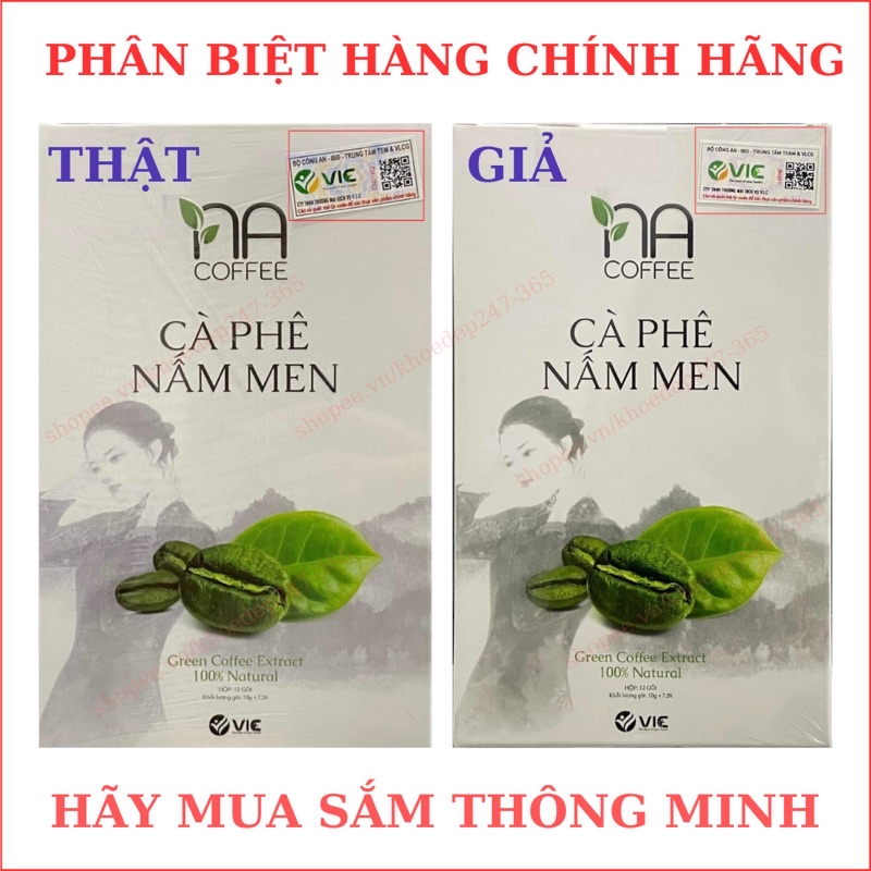 Cà phê nấm men giảm cân Vic NA Coffee CHÍNH HÃNG hộp 12 gói Cà phê