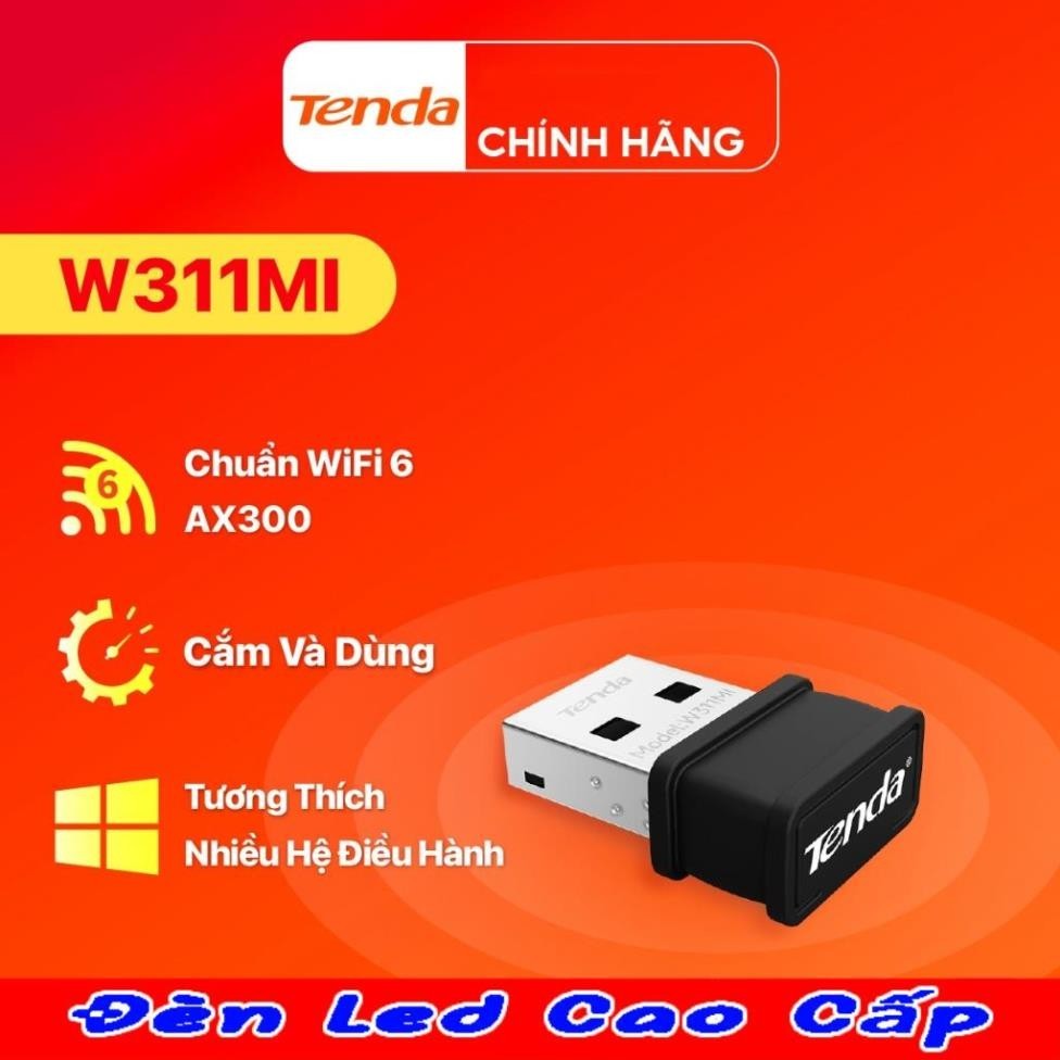 USB thu Wifi Tenda W311Mi Mini Chính hãng Ko anten 150Mbps Windows