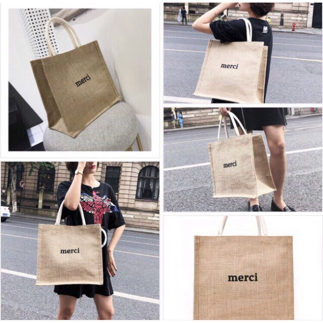 Túi cói đi biển túi cói MERCI hot hit ms Shopee Việt Nam