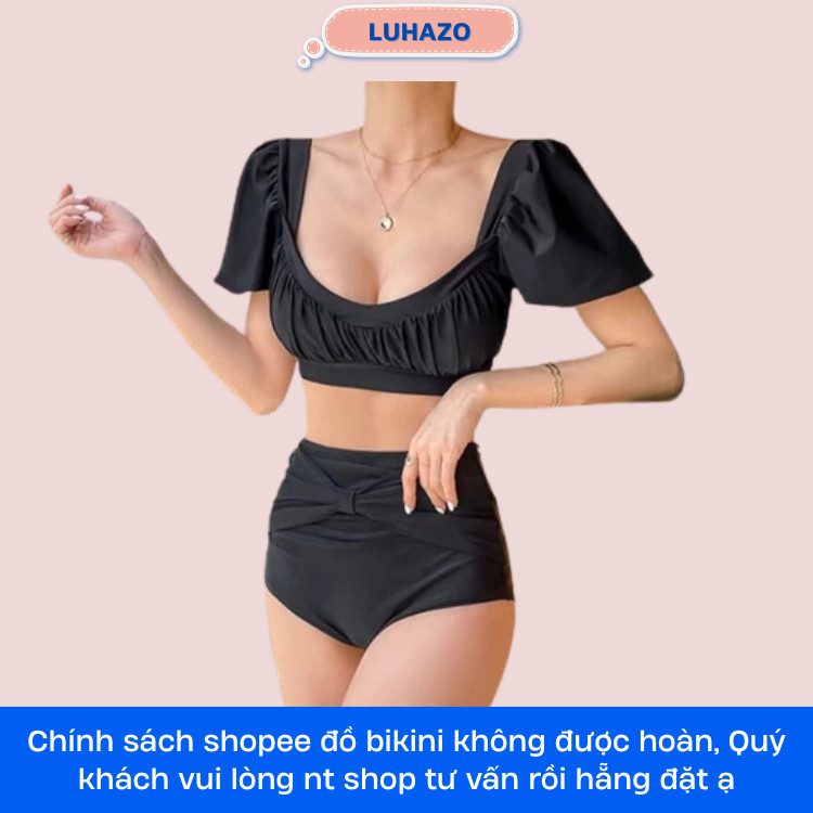 Bikini mảnh đi biển đồ bơi nữ kín đáo đen đẹp đồ tắm biển du