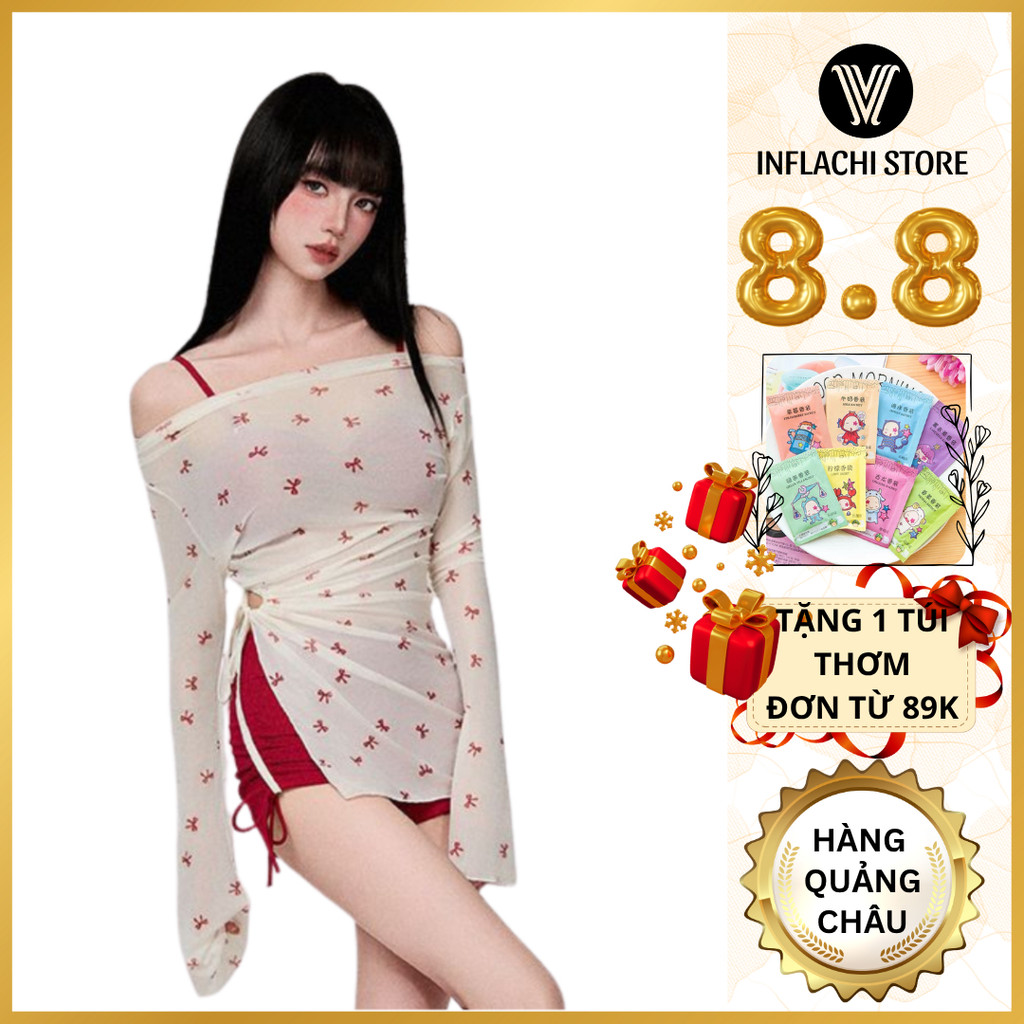 Bikini INFLACHI đồ bơi nữ đi biển 2 chi tiết Màu Đỏ Đậm có mút kèm áo