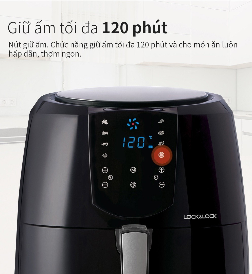 Nồi Chiên Không Dầu Lock Lock Jumbo Plus Air Fryer 5 2L Màu trắng