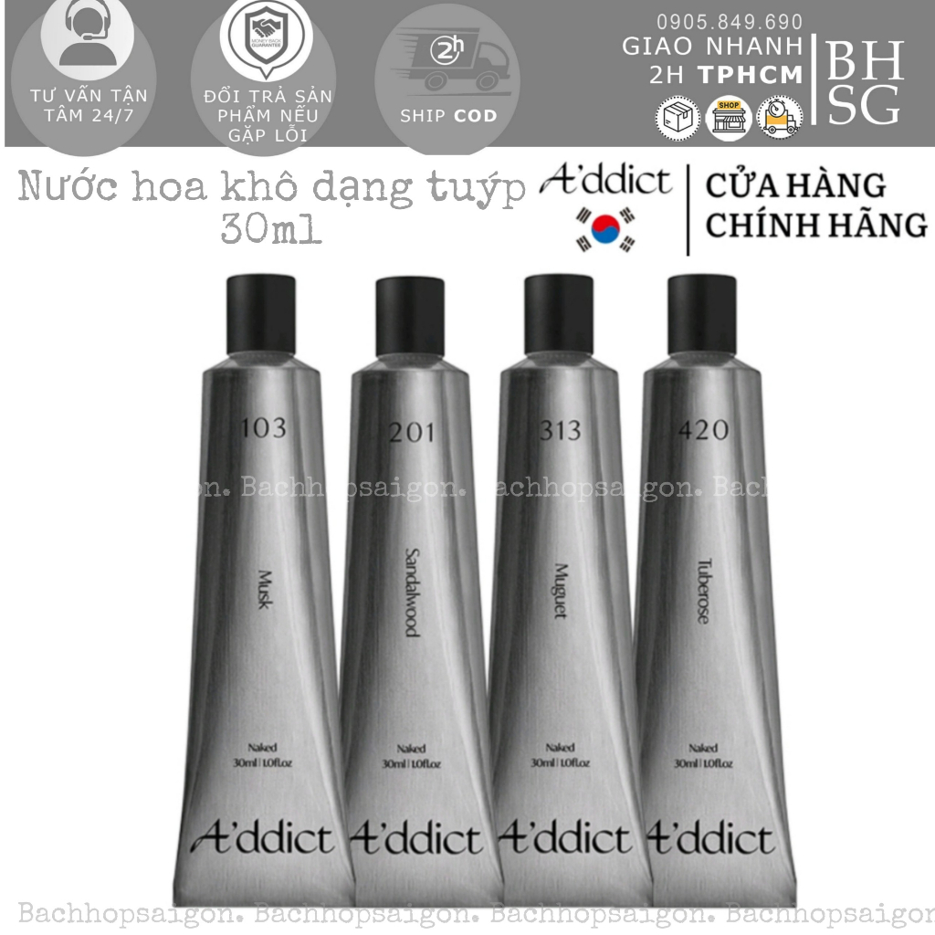 bhsg Nước hoa khô ADDICT Naked dạng tuýp 30ml Tặng bodymist