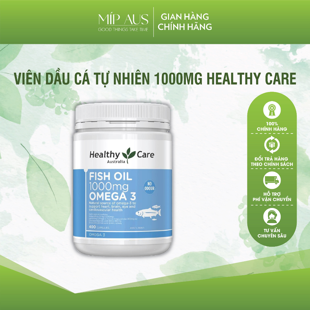 Viên Dầu Cá Tự Nhiên Bổ Sung Omega 3 Healthy Care Fish Oil 1000mg