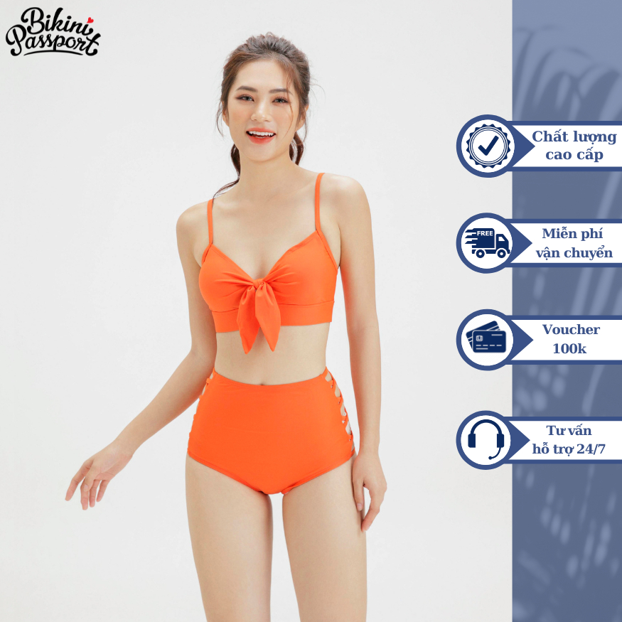 Đồ bơi Nữ BIKINI PASSPORT kiểu Bikini hai mảnh quần đan dây áo nơ cách