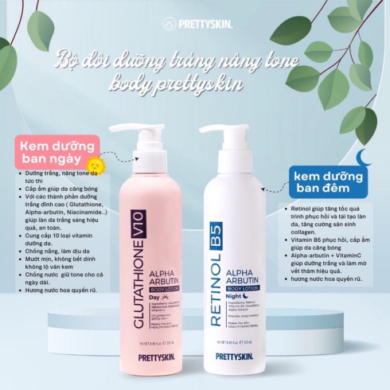 Kem D Ng Tr Ng Da Body Prettyskin Glutathione V Retinol B Ml