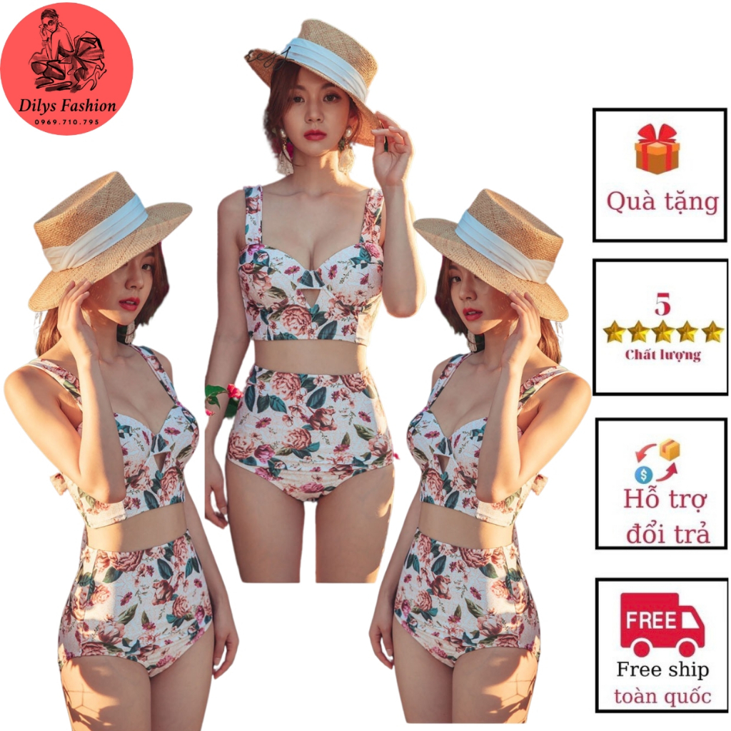 Đồ bơi nữ 2 mảnh kín đáo DILYSFASHION ĐB23 Bikini đi biển bigsize