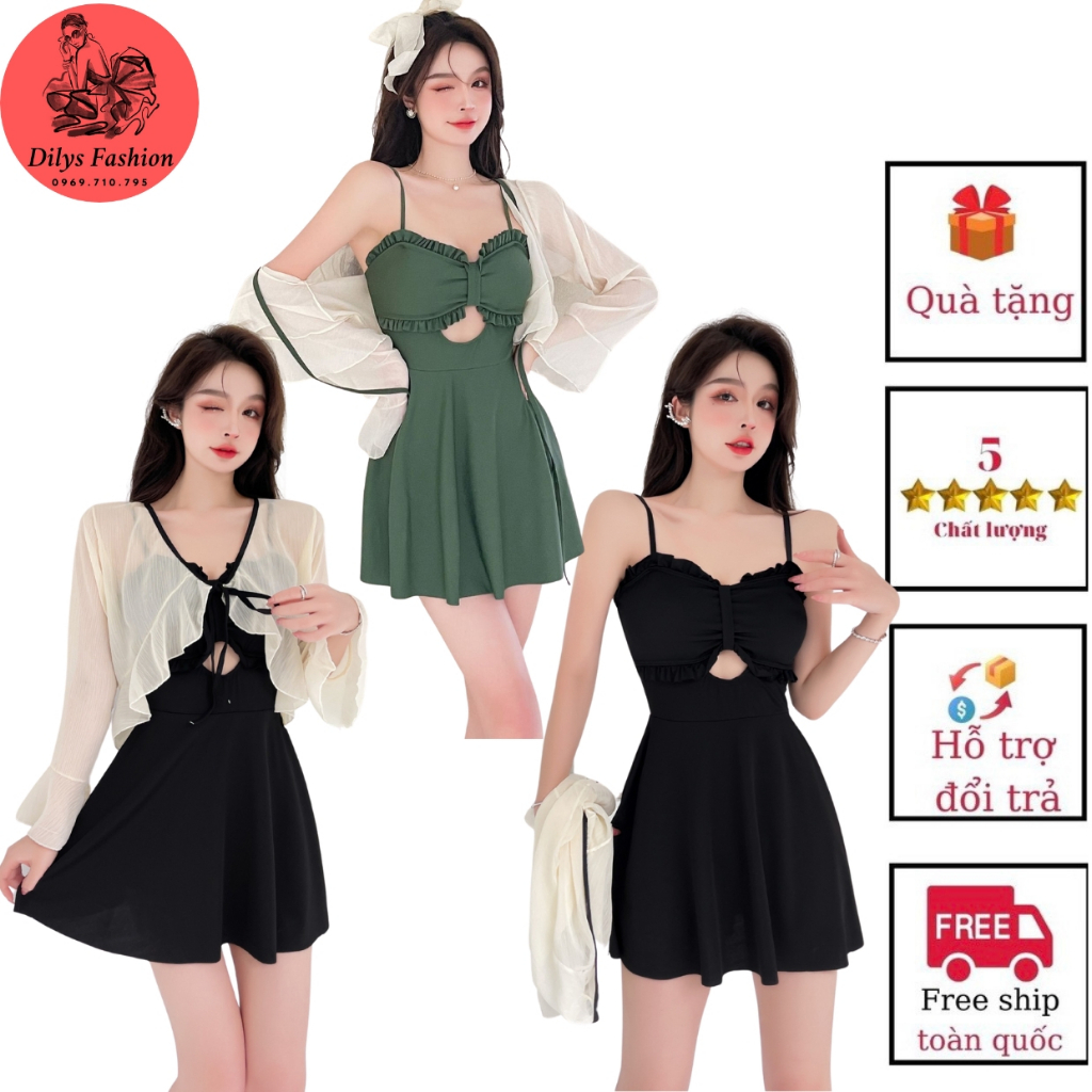 Bikini mảnh kín đáo DILYSFASHION ĐB Đồ bơi nữ liền thân đi biển