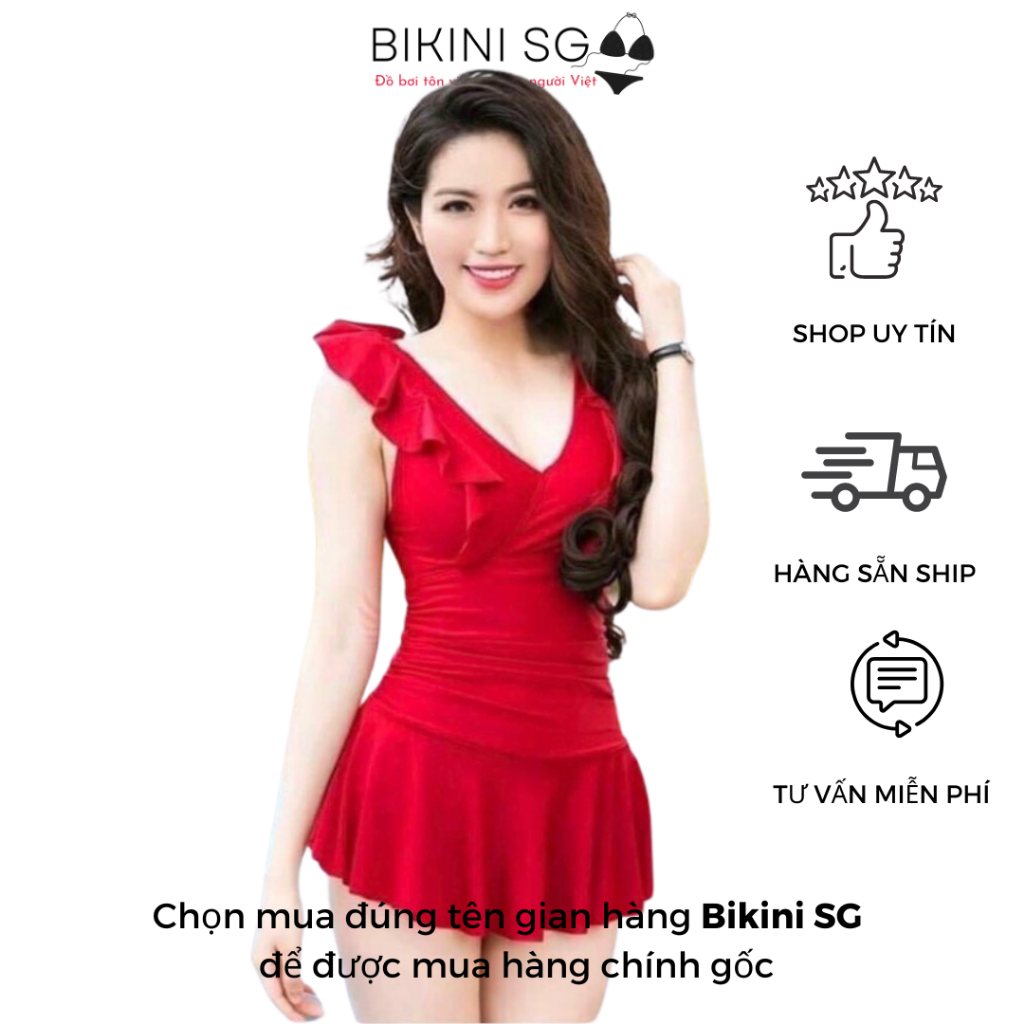 Đồ bơi nữ kín đáo che khuyết điểm bụng bự và bắp tay to áo tắm Bikini