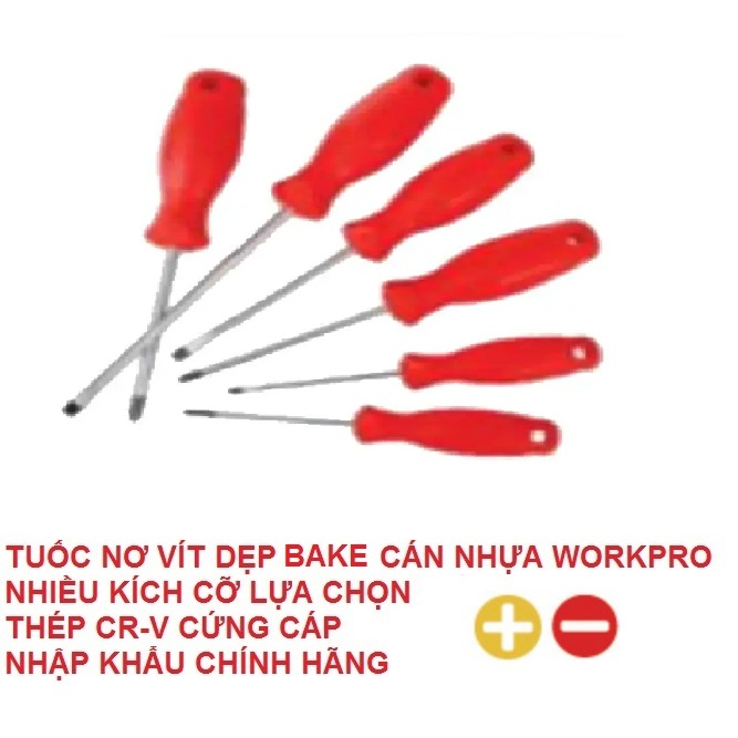 ChínhHãng Bộ tua vít 6 cây BAKE DẸP cán nhựa cao cấp nhập khẩu Workpro