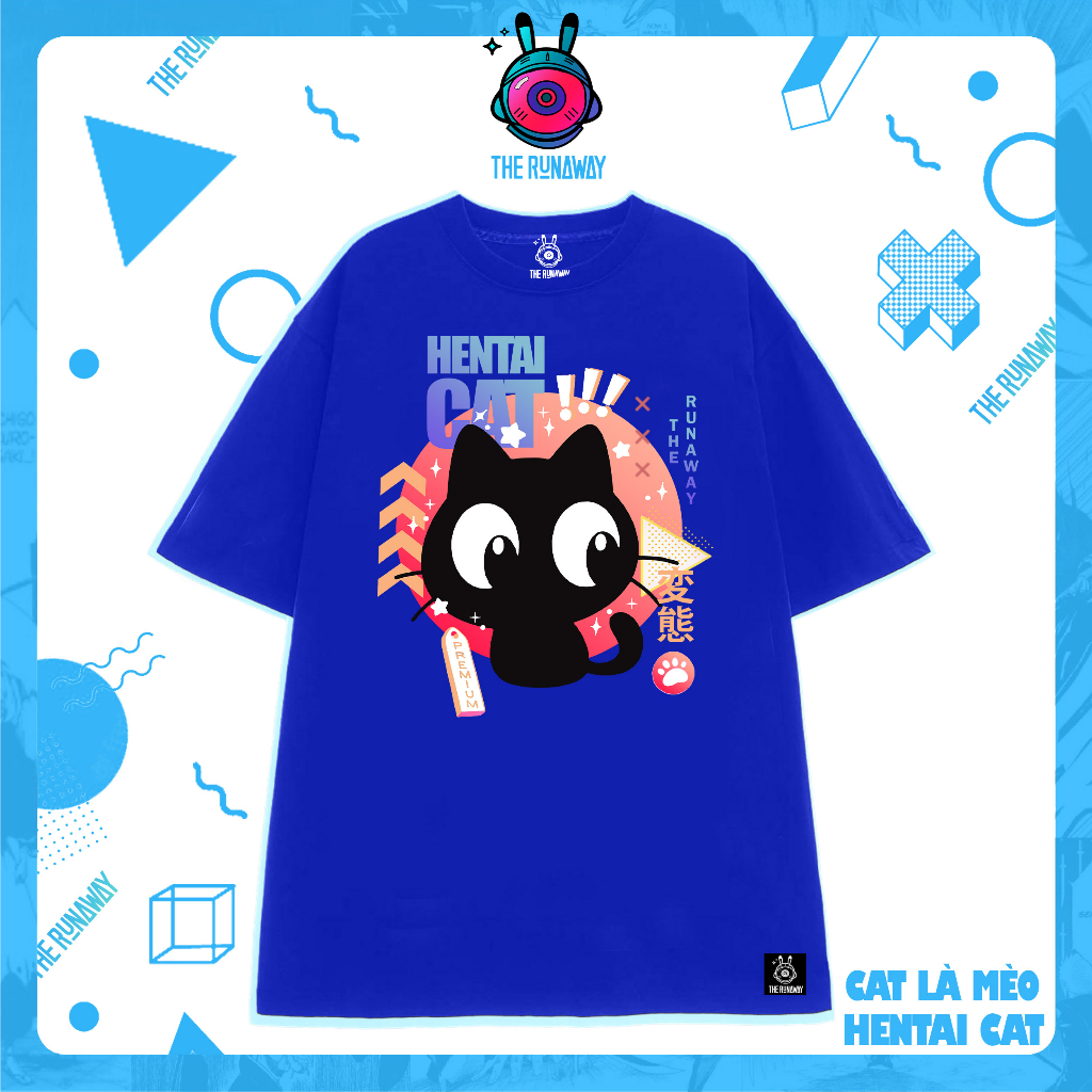 Áo phông Cat là mèo Mèo đen Hentai Cat Nam Nữ Cotton by The