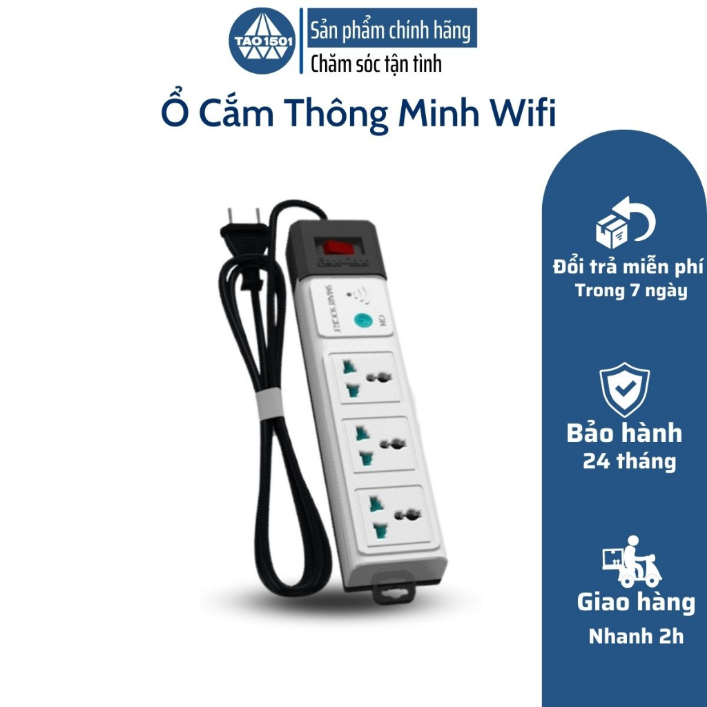 Ổ Cắm Thông Minh Ổ Cắm Wifi Rạng Đông 2500W OC02 WF Dây dài 3m 5m