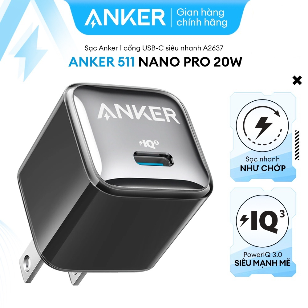 Củ Sạc nhanh Anker A2149 PowerPort 3 PD Cube 20w Sạc ANKER 511 Nano