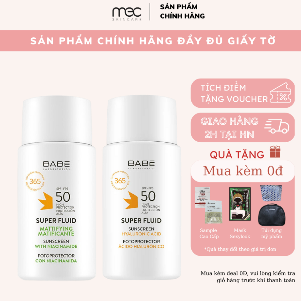 Kem Chống Nắng BABE Super Fluid Mattifying BABE Super Fluid Sunscreen