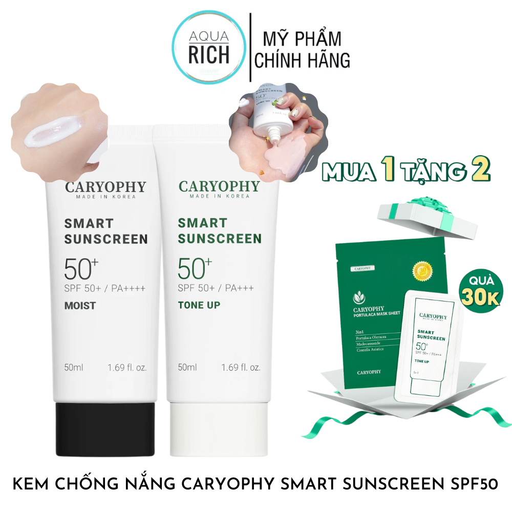 Mới Kem Chống Nắng Caryophy Smart Sunscreen Tone Up Moist 3in1 50ml