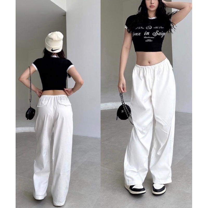 Quần kaki túi hộp Hiphop ống rộng xuông dài cargo pants trơn thời trang