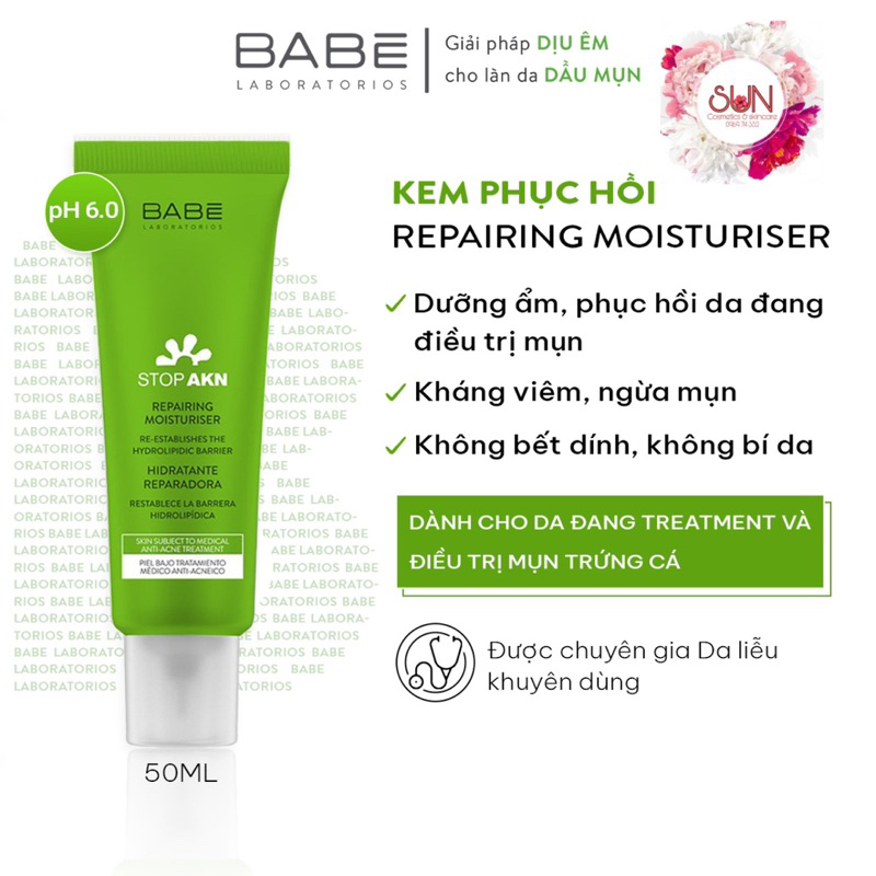 BABÉ Kem Dưỡng Phục Hồi Da Dầu Mụn BABE Stop AKN Repairing