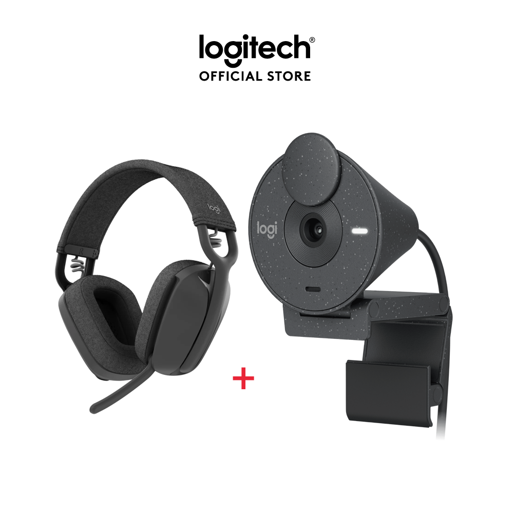 Combo Webcam Logitech Brio 300 Tai Nghe Logitech Zone Vibe 100