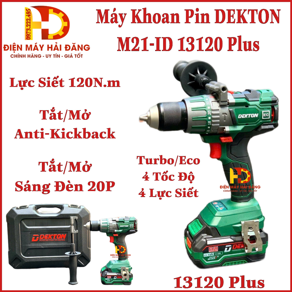 Máy Khoan Pin 3 Chức Năng Dekton M21 ID13120Plus Đầu Cặp 13mm Motor