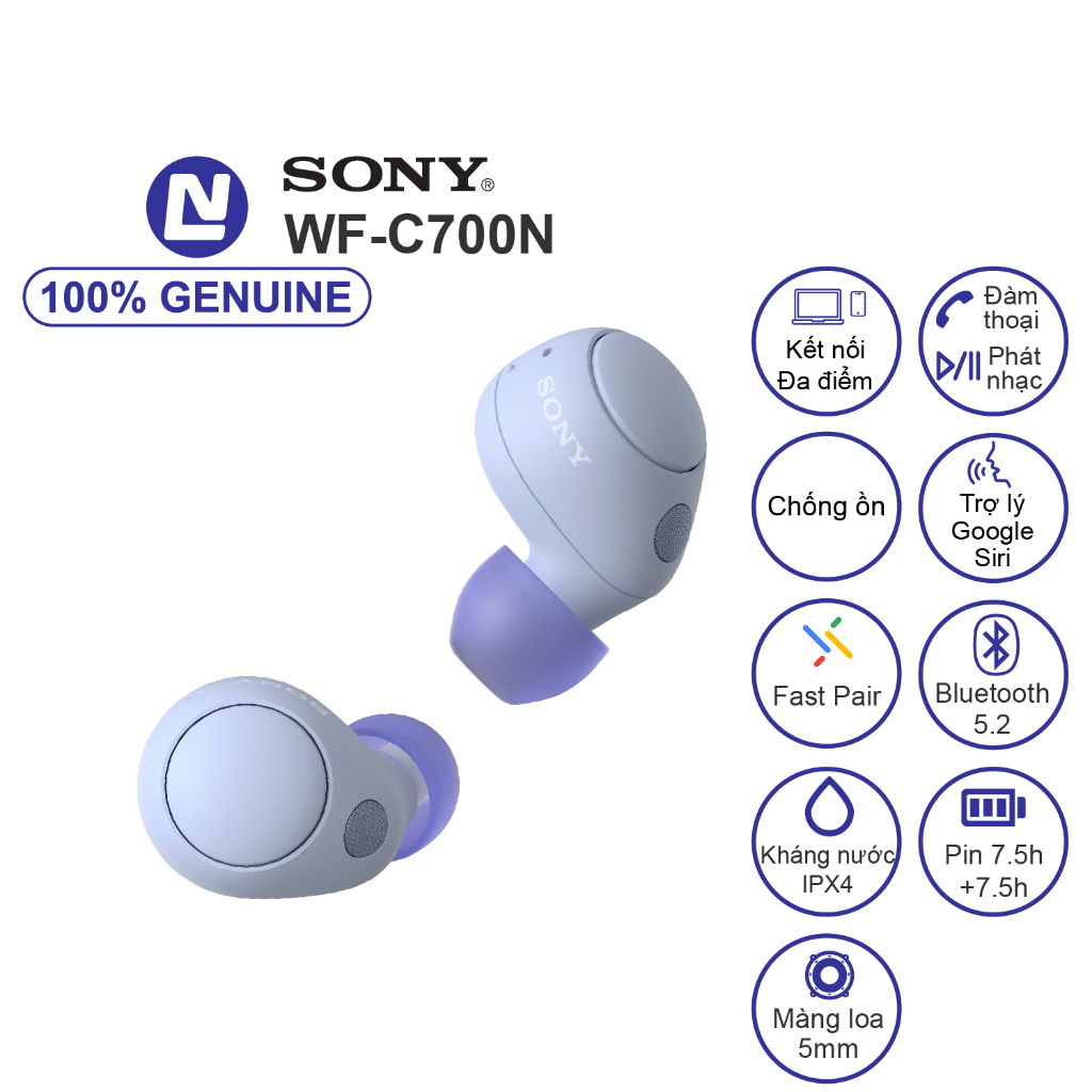 New Full box Sony WF C700N Tai nghe không dây chống ồn kết nối đa điểm