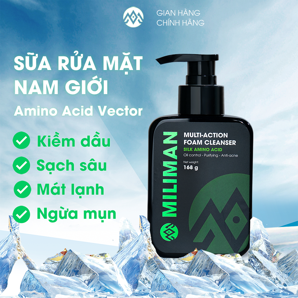 Sữa Rửa Mặt Nam Da Dầu Trắng Da Ngừa Mụn Thương Hiệu MILIMAN Multi