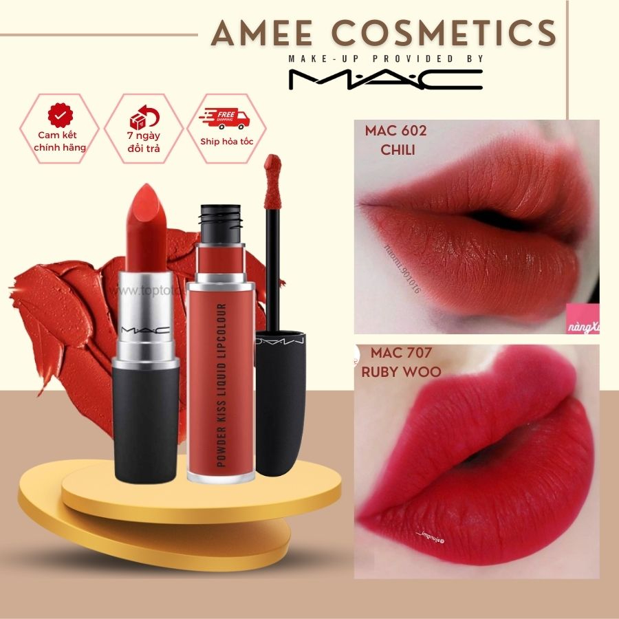 GIÁ SỈ Son MAC chính hãng màu Ruby Woo Chili Marrakesh đỏ gạch cam