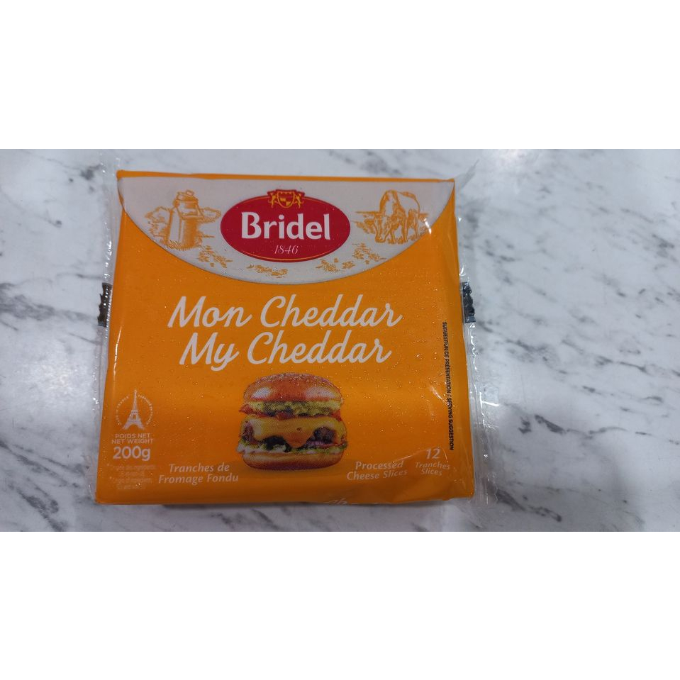 Phô mai lát cheddar Bridel 200g hộp 12 miếng Expiry date 07 2023