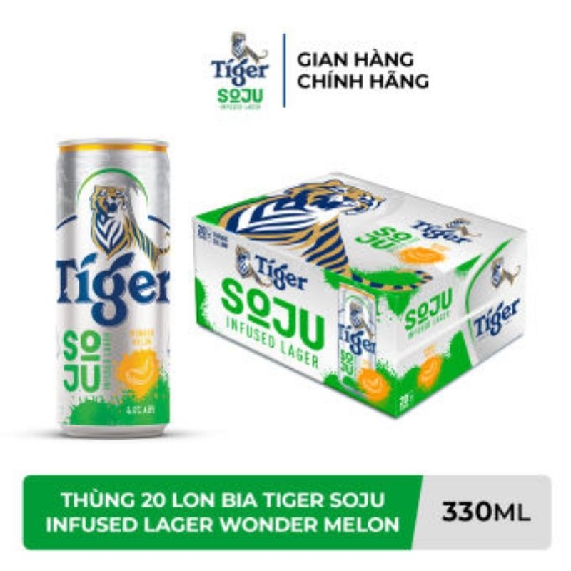 Thùng 20 lon bia Tiger Soju Wonder Melon vị dưa lưới 330ml Shopee