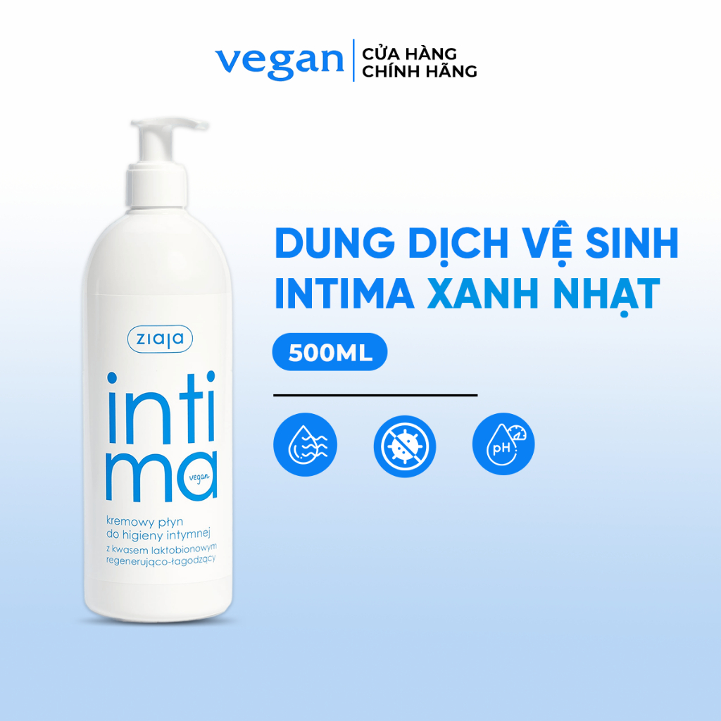 Dung dịch vệ sinh phụ nữ Intima Ziaja màu xanh nhạt 500 ml có vòi tiện