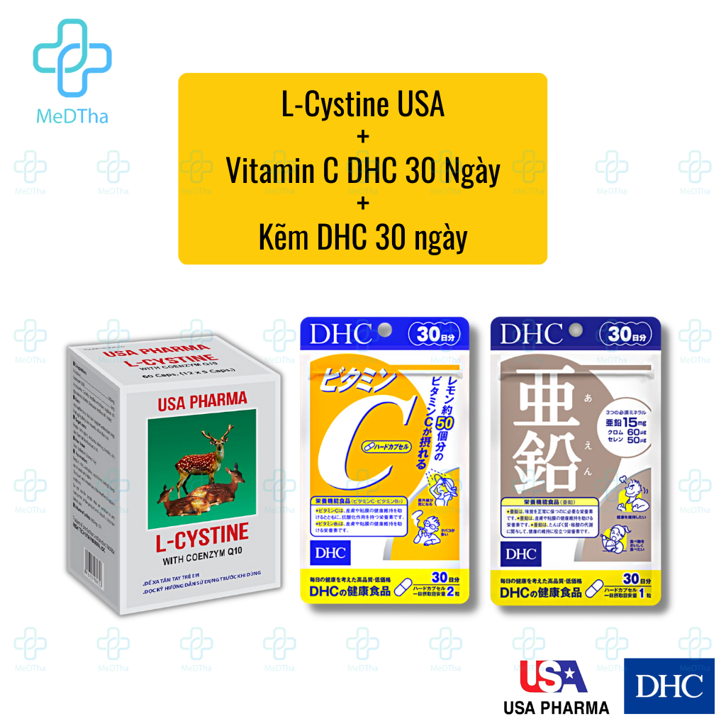 Viên Uống Đẹp Da Giảm Mụn L Cystine DHC Vitamin C DHC ZinC Dưỡng