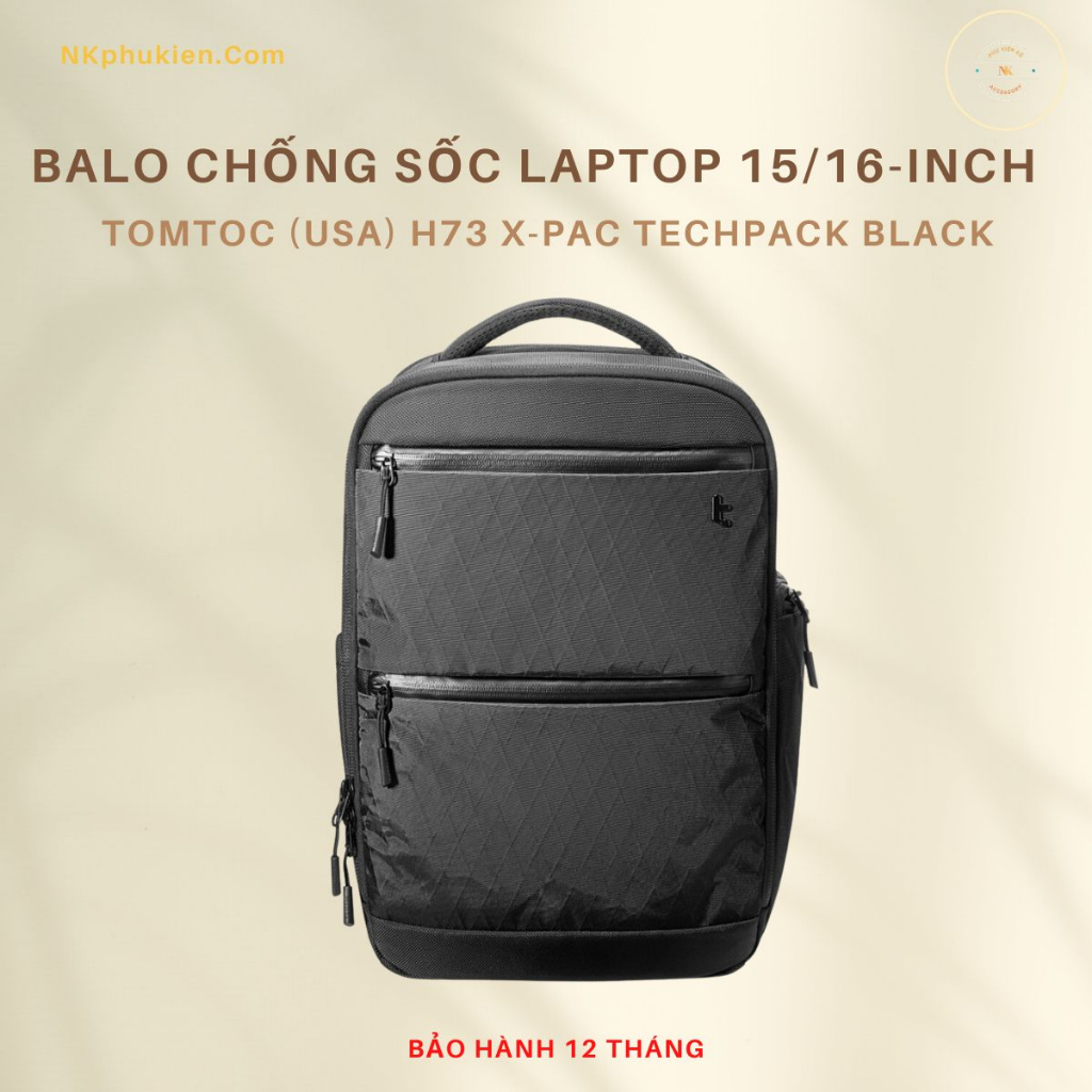 Balo Tomtoc H73 X PAC Techpack Black Dung Tích 20L Và 30L Đựng Laptop