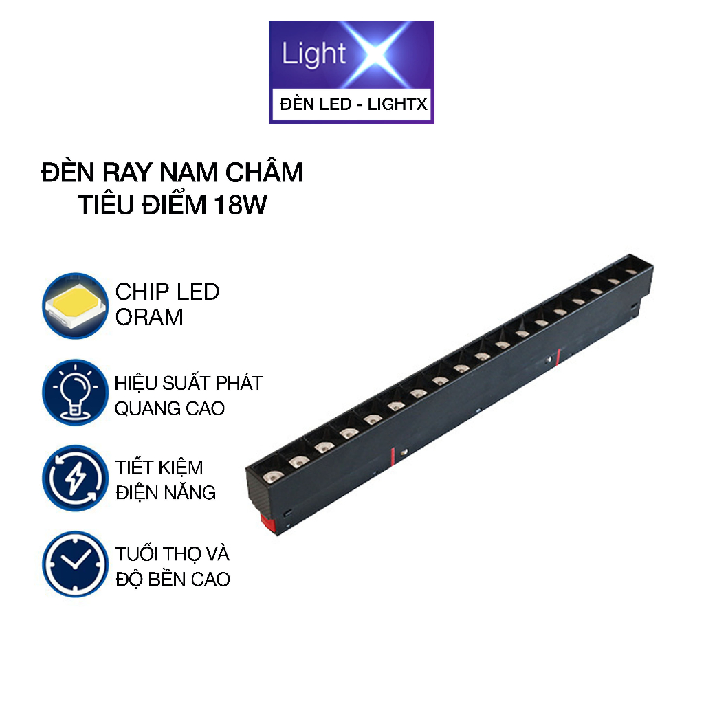 Đèn Led Ray Nam Châm Tiêu Điểm Chiếu Rọi Spotlight Công Suất 18W Có 3