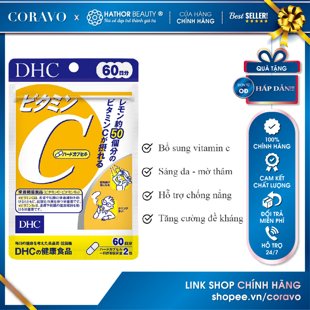 Viên uống bổ sung vitamin C DHC sáng da mờ thâm tăng cường đề kháng